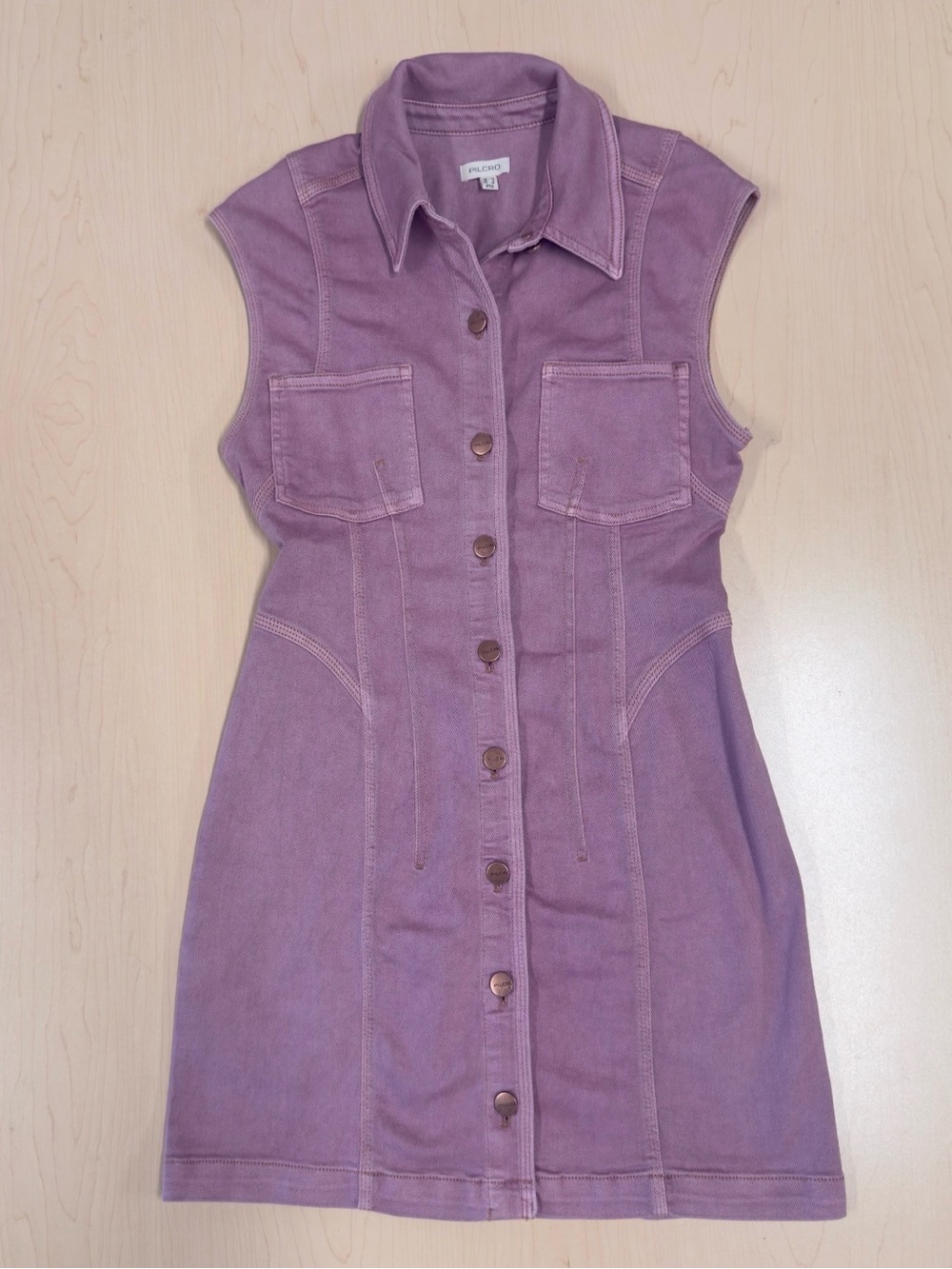 Anthropologie Pilcro Sleeveless Pink Denim Mini Dress Size 6 - Picture 3 of 13